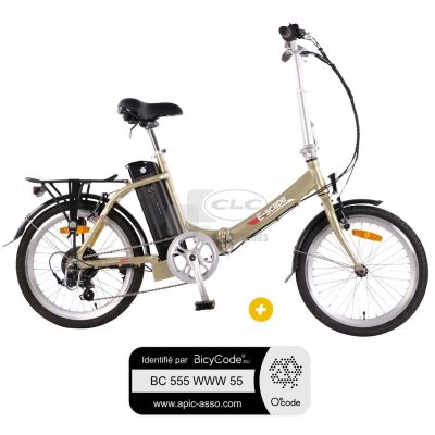Pack Vélo à assistance électrique pliant Basic 20'' Or + Marquage BicyCode